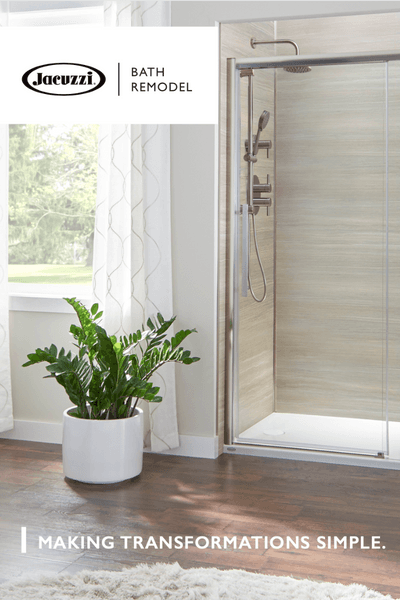 Spa-like Bathroom: Bathroom with walk-in Shower and plant next to it.